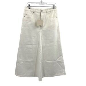 Tibi Denim A-line Maxi Skirt Women size 27 Small White